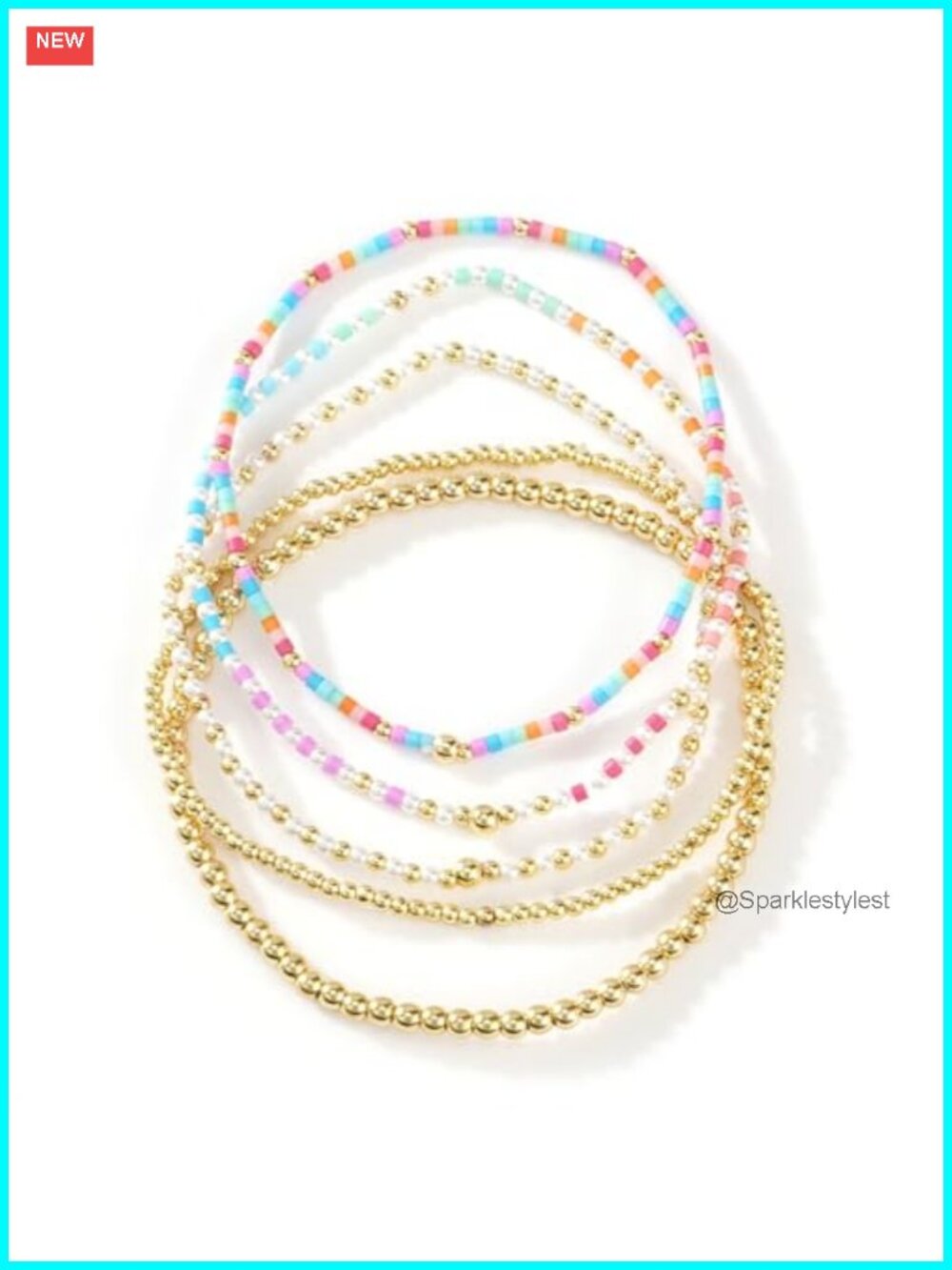 14K Gold Plated Beaded Bracelets Stack Set Women Stretch Boho Ball Jewelry
